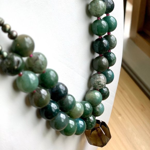 Green pearl & topaz multistrand necklace - Picture 5 of 7